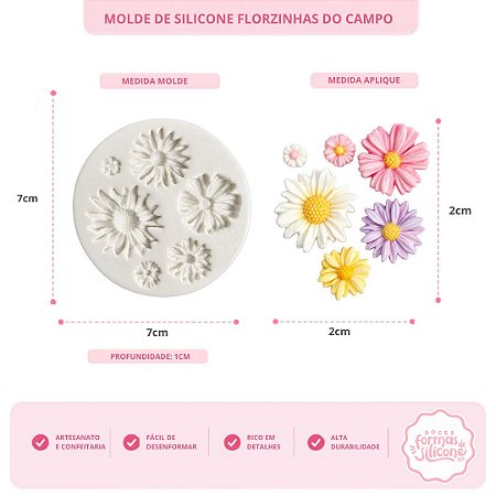 Molde De Silicone Florzinhas Do Campo