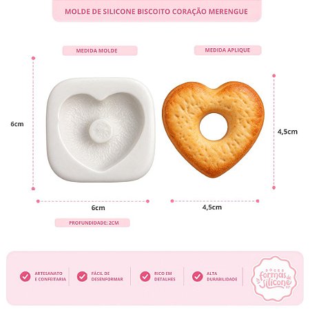 Molde de Silicone Biscoito Coração Merengue
