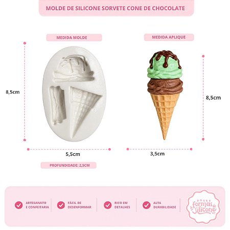 Molde de Silicone Sorvete Cone de Chocolate