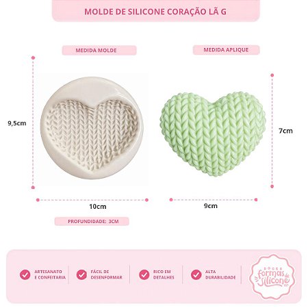 Molde de Silicone Coração Lã G