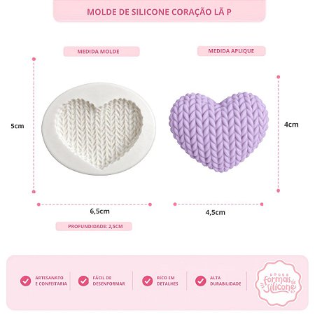 Molde de Silicone Coração Lã P