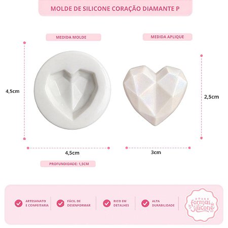 Molde de Silicone Coração Diamante P