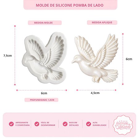 Molde De Silicone Pomba De Lado