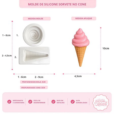 Molde De Silicone Sorvete No Cone
