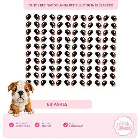 Olhos Resinados Buldog Inglês Micro