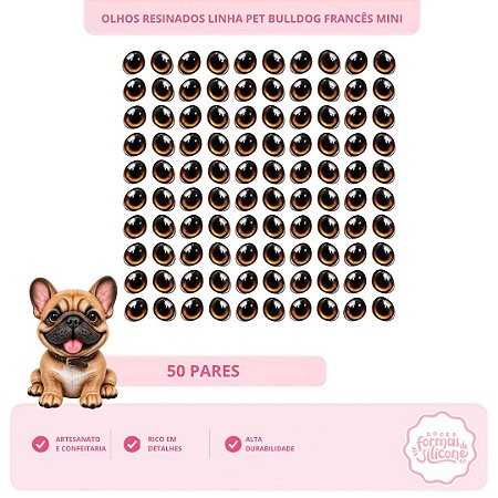 Olhos Resinados Buldog Francês Mini