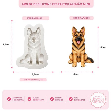 Molde de Silicone Pet Pastor Alemão Mini