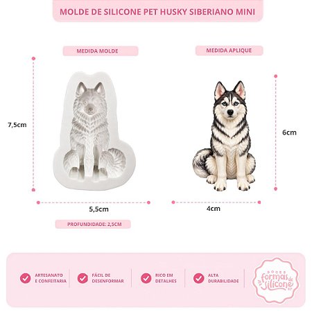 Molde de Silicone Pet Husky Siberiano Mini