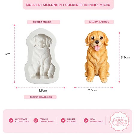 Molde de Silicone Pet Golden Retriever 1 Micro