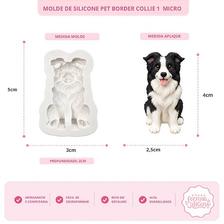 Molde de Silicone Pet Border Collie 1 Micro