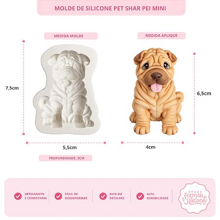 Molde de Silicone Pet Shar Pei Mni