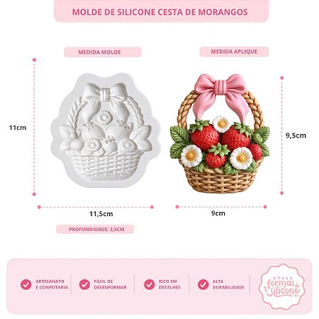 Molde de Silicone Cesta de Morangos
