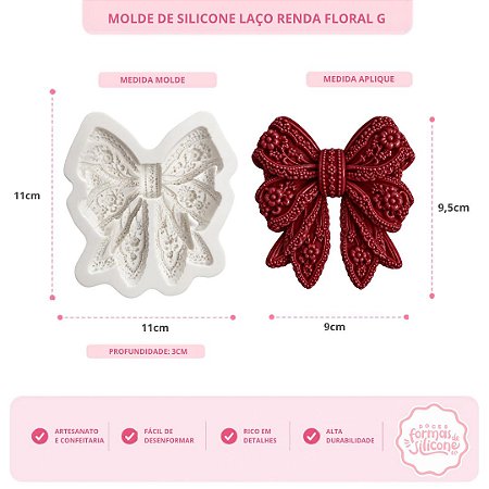 Molde de Silicone Laço Renda Floral G
