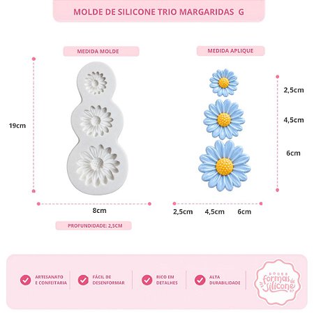 Molde de Silicone Trio Margaridas G
