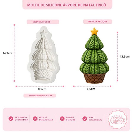 Molde de Silicone Arvore de Natal Tricô