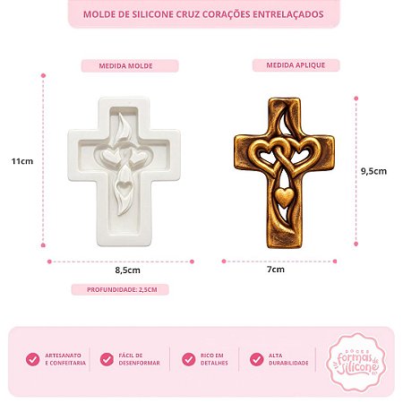 Molde de Silicone Cruz Corações Entrelaçados