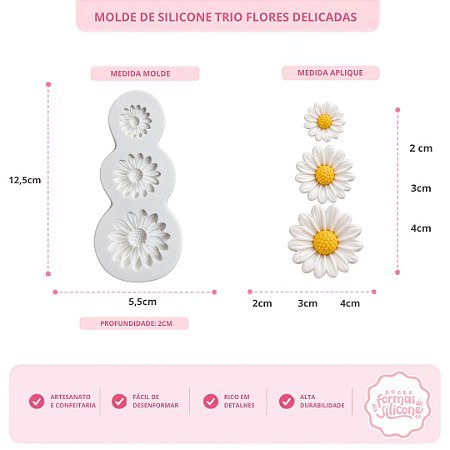 Molde de Silicone Trio Margaridas