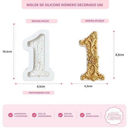 Molde de Silicone Número Decorado Um
