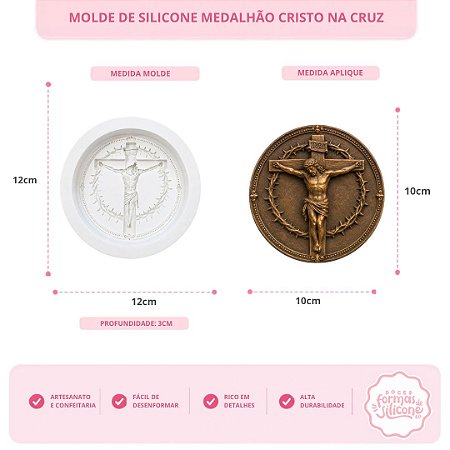 Molde de Silicone Medalhão Cristo na Cruz