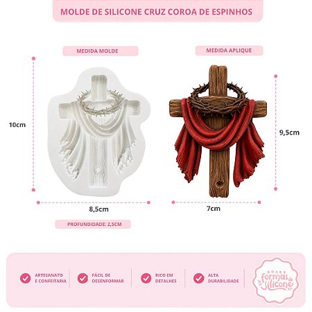 Molde de Silicone Cruz Coroa de Espinhos