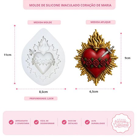 Molde de Silicone Imaculado Coração de Maria