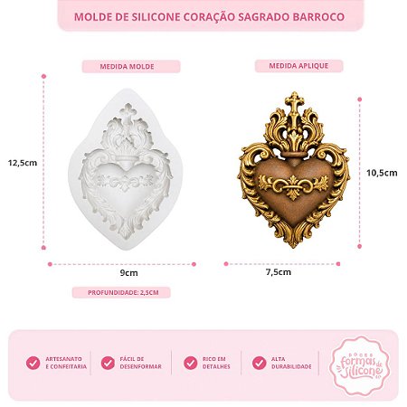Molde de Silicone Coração Sagrado Barroco