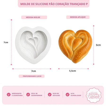 Molde De Silicone Pão Coração Trançado P