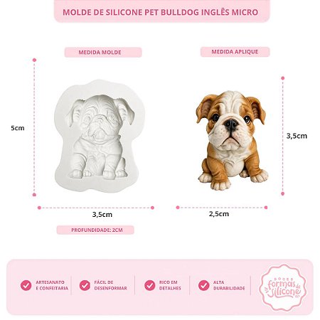 Molde de Silicone Pet Bulldog Inglês Micro