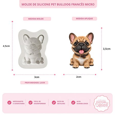 Molde De Silicone Pet Bulldong Francês Micro