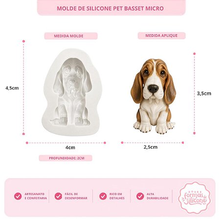 Molde De Silicone Pet Basset Micro