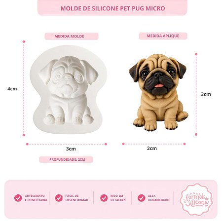 Molde De Silicone Pet Pug Micro