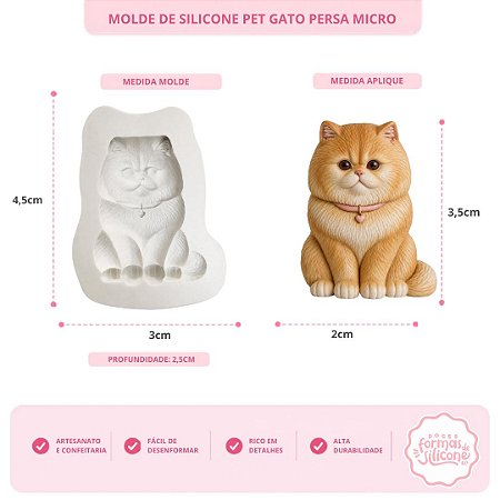 Molde De Silicone Pet Gato Persa Micro