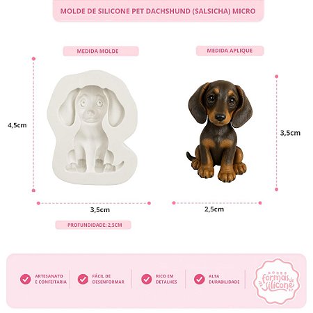 Molde De Silicone Pet Dachshund (Salsicha) Micro