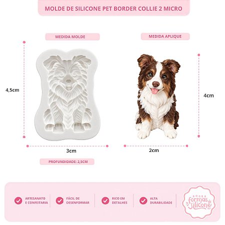 Molde de Silicone Pet Border Collie 2 Micro