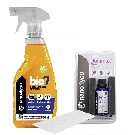 Kit Limpeza e Proteção ACM - Nano4you (Bio7 Soluções 500ml e Duramax Acm & Plasticos 50ml)