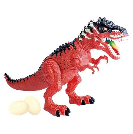 Boneco Tiranossauro Com 2 Ovinhos - Vermelho - DMT5400 - Dm Toys