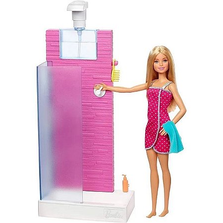 Barbie Móveis e Acessórios - Banheiro e Chuveiro - DVX51 - Mattel