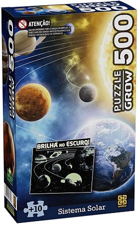 Quebra Cabeça 500 Peças Sistema Solar - Brilha no Escuro - Grow