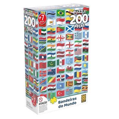 Quebra Cabeça Bandeira do Mundo 200 peças  - 4034 - Grow