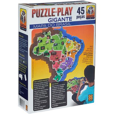 Jogo Quebra Cabeca Puzzle 200 Pecas Mapa do Brasil + 7 Anos na