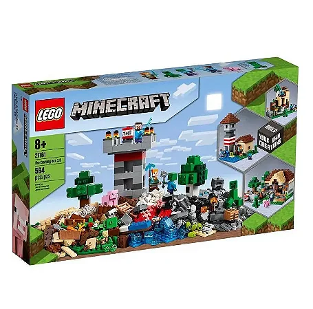 Lego Minecraft - 564 Peças - The Crafting Box 3.0 - 21161 ✔