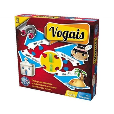 Jogo Brincar De Aprender As Vogais - 30 Peças - 2895 - Pais e Filhos