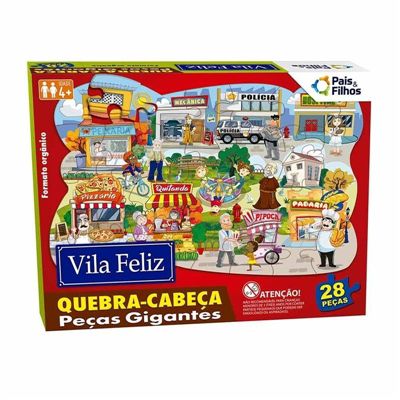 Quebra Cabeça Vila Feliz - Peças Gigantes - 28 Peças - 990 - Pais e Filhos