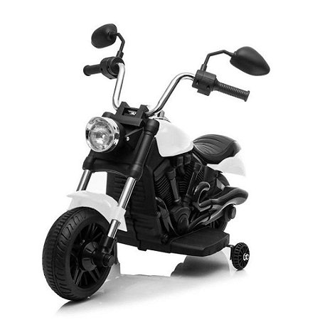 Motocicleta Elétrica Branca 6v + Rodinha - 652 - Bang Toys
