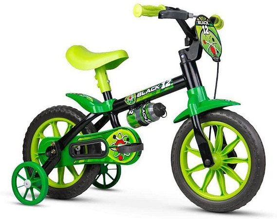 Bicicleta Infantil - Black Aro 12 Com Garrafinha - Preto - Nathor