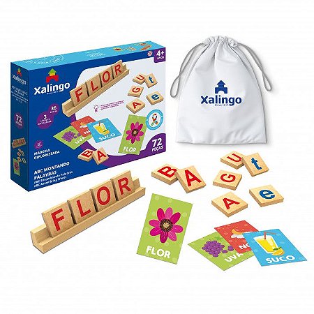 Brinquedo Infantil TDAH  - Abc Montando Palavras - 72 Peças - 17321 - Xalingo