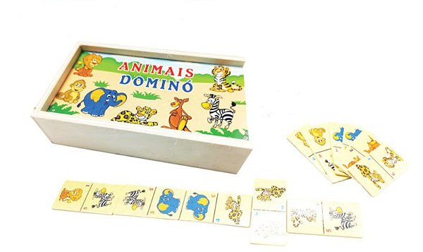 Dominó de Madeira - Animais, Brinquedos de Madeira