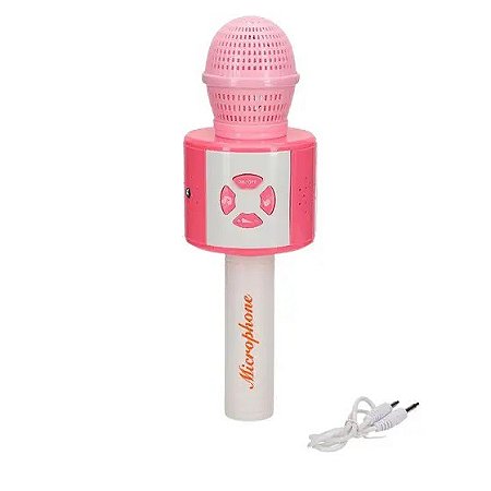 Microfone Karaoke - Com Luz e Som - Rosa - BQ-131 - Etilux