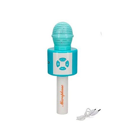 Microfone Karaoke - Com Luz e Som - Azul - BQ-131 - Etilux
