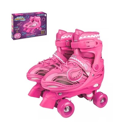 Patins 4 rodas Ajustável - Rosa - Com Luz Led 30 ao 33  -  RL03 - Fênix